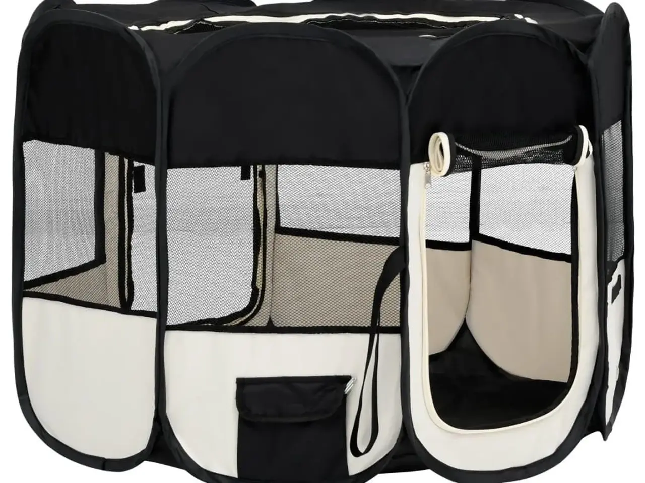 Billede 3 - Foldbar hundegård med bæretaske 90 x 90 x 58 cm - sort/creme