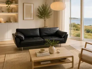 Skalma Palermo 2 1/2 Pers.Sofa i sort okselæder.
