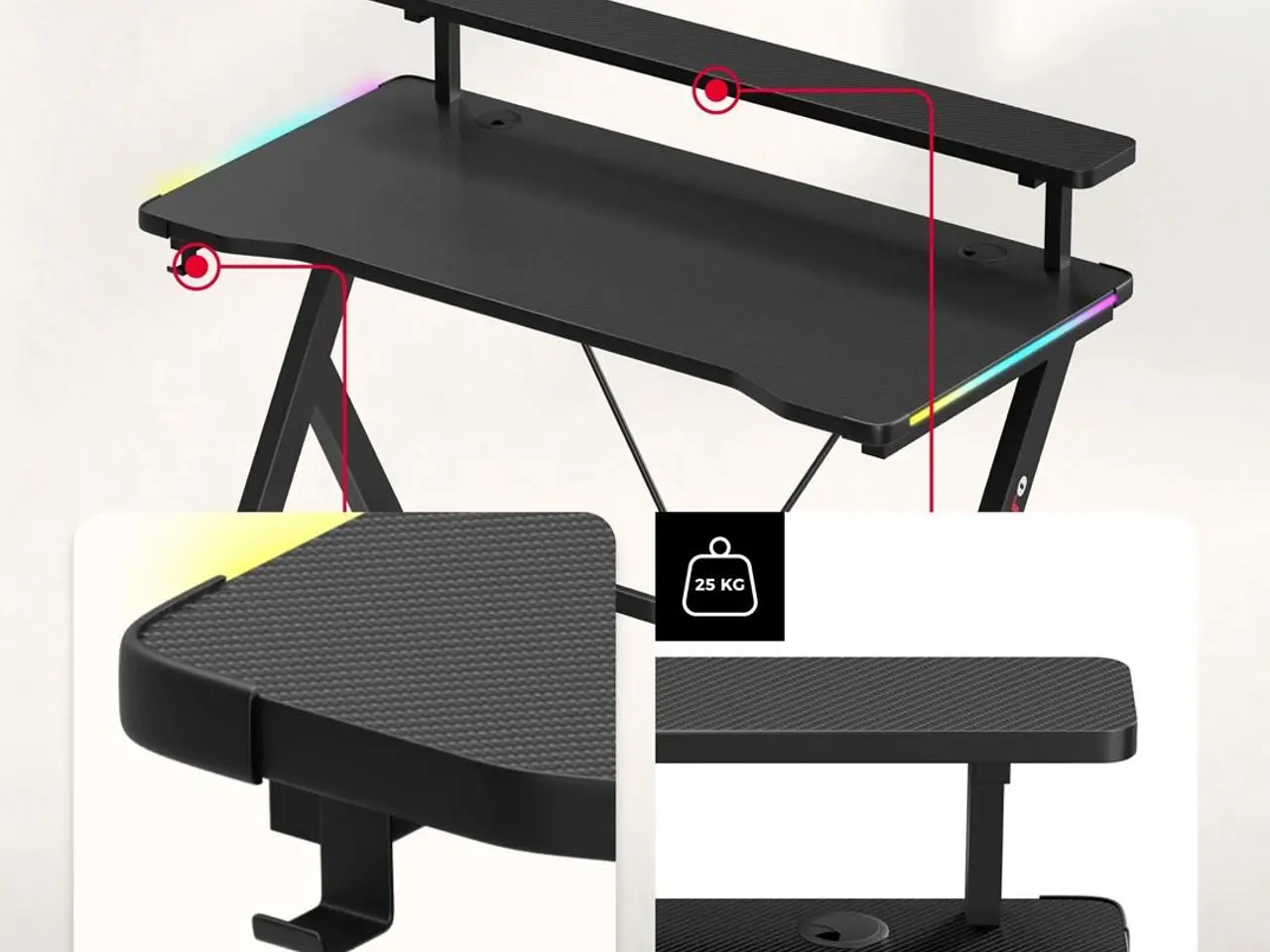Billede 7 - Gamingbord Huzaro Hero 1.9 RGB - sort