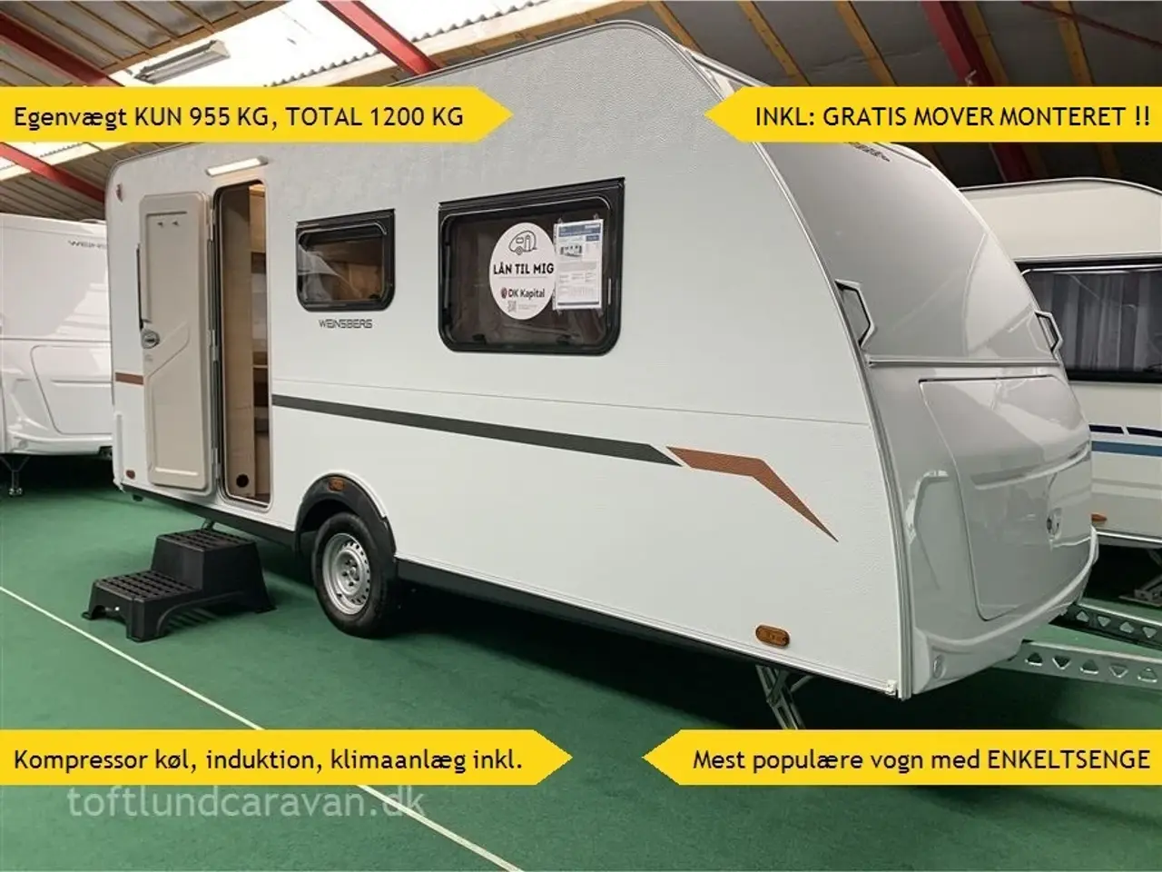 Billede 1 - 2025 - Weinsberg CaraCito 470 EU E-Power Perfekt til EL-BILER, EGENVÆGT KUN 955 KG. FULDELEKTRISK campingvogn med enkeltsenge.