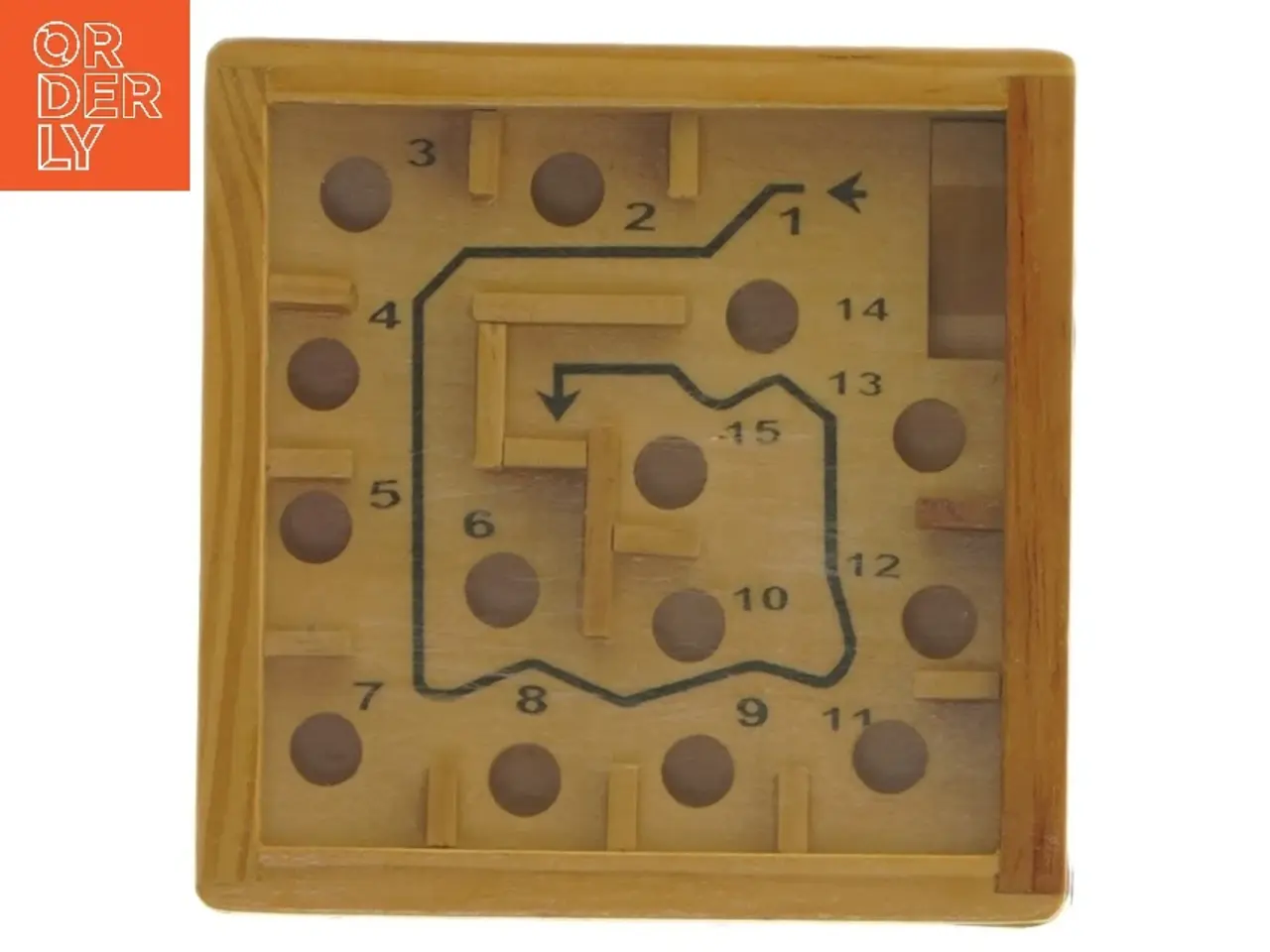 Billede 1 - Labyrintspil i træ (str. 9x9x2,5 cm)