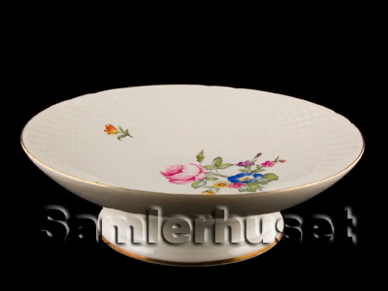 Billede 1 - Saxisk Blomst Hvid Kagefad på fod 7½x24 cm.