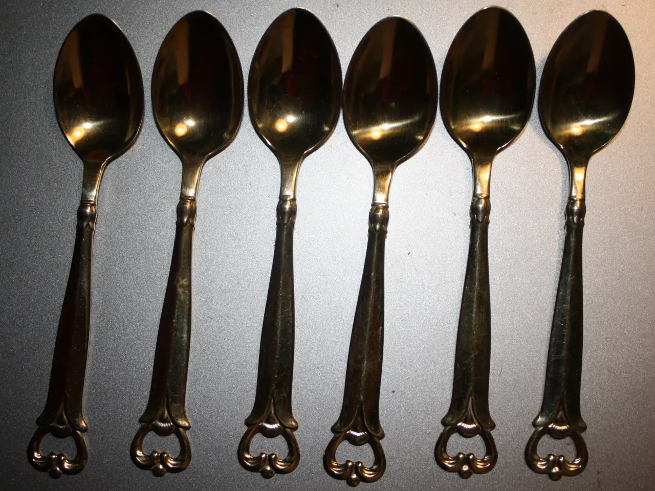 Billede 3 - 6 forgyldte kaffeskeer