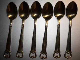 6 forgyldte kaffeskeer