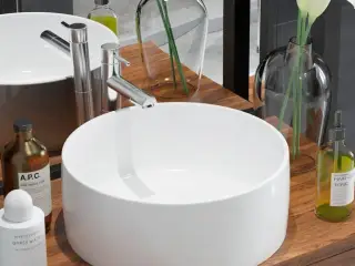 Håndvask rund keramik 40x15 cm hvid