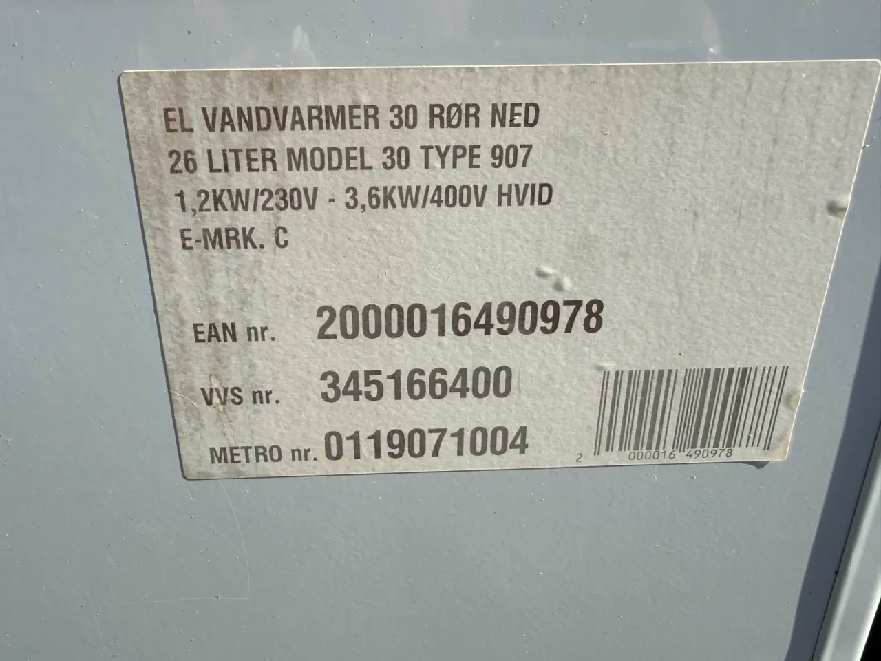 Billede 3 - 26L vandvarmer - Metro Therm