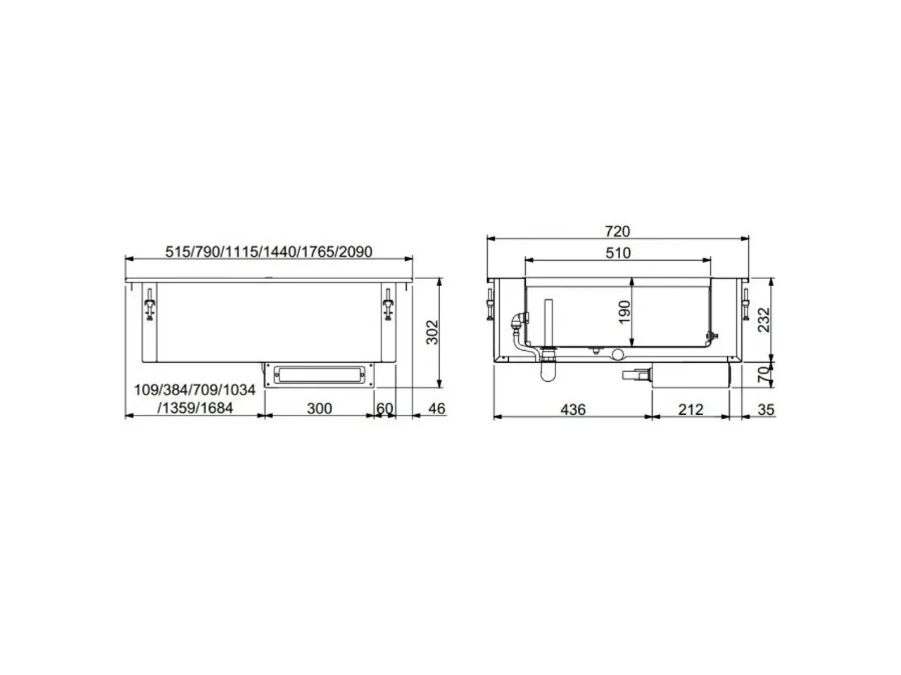Billede 2 - Bain marie – 1765x720x302 mm – 5/1 GN