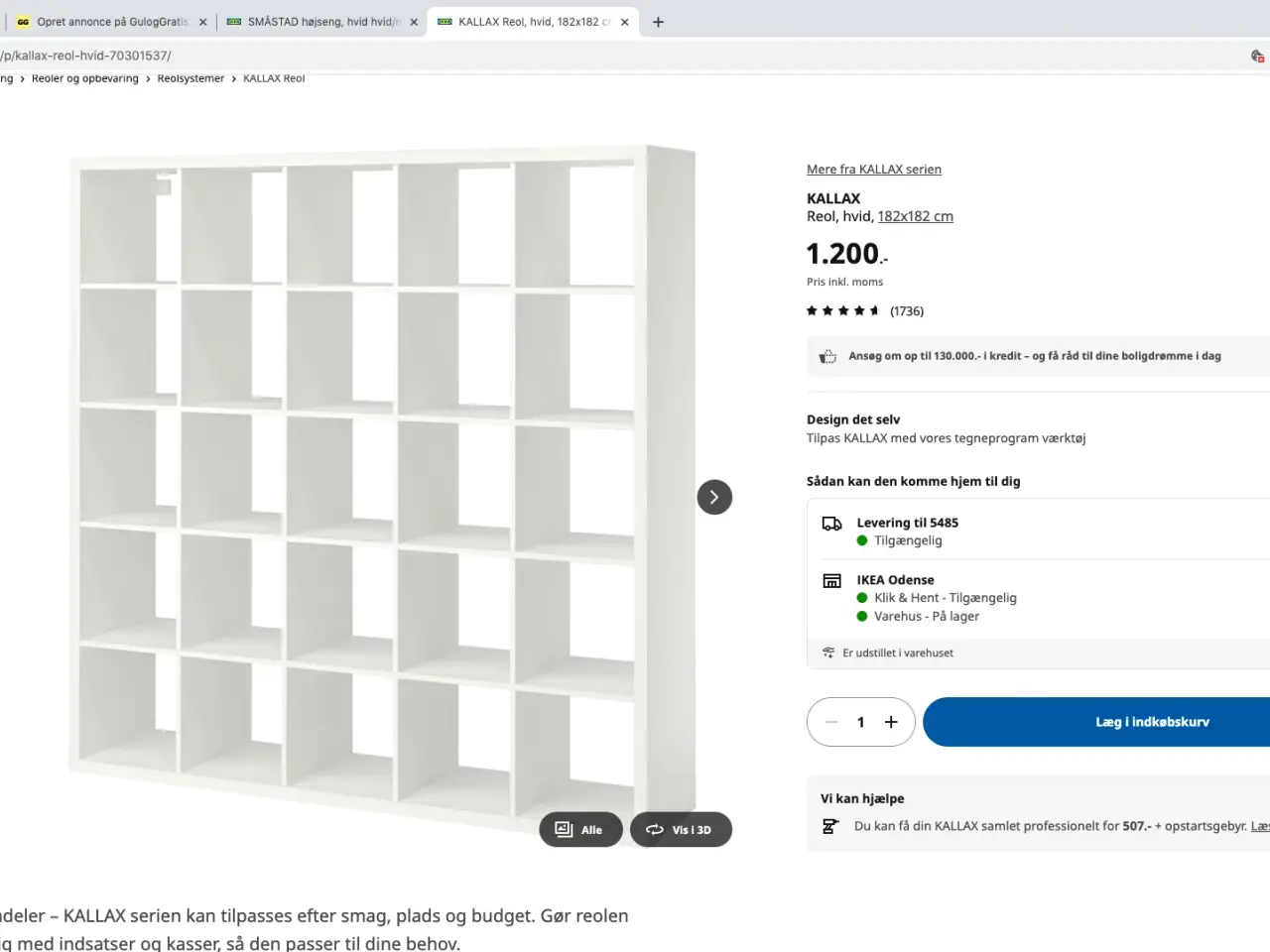 Billede 3 - Reol eller rumdeler – KALLAX serien kan tilpasses