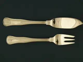 Dobbeltriflet Cohr Fiskekniv 19 cm.Gaffel 16½ cm.