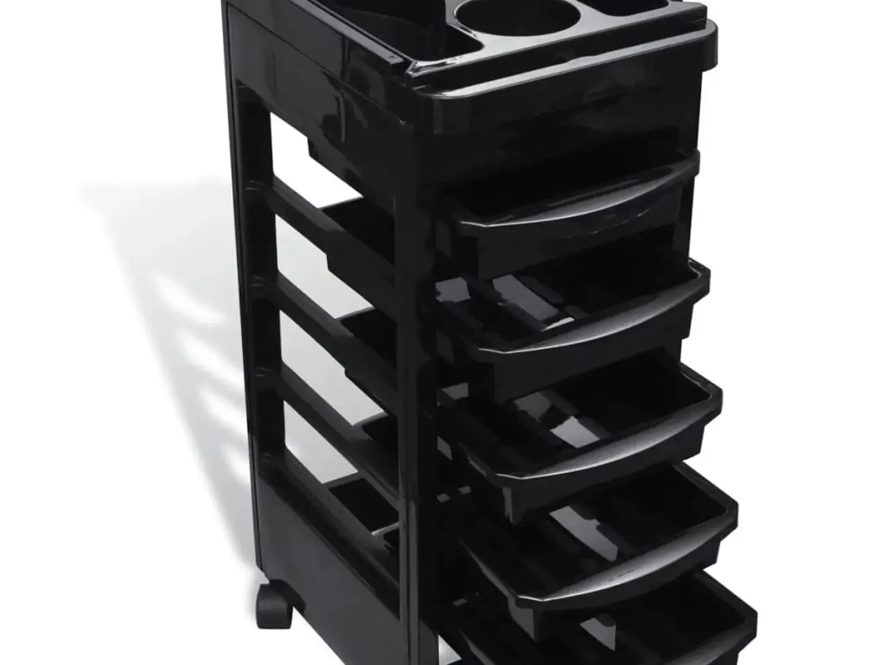 Billede 1 - Plastiktrolley med hjul - salonvogn med 5 skuffer, sort