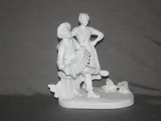 Romantisk tysk bisquit figur med lille vase