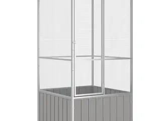 Stort fuglebur/voliere 111×107×211,5 cm - galvaniseret stål, grå