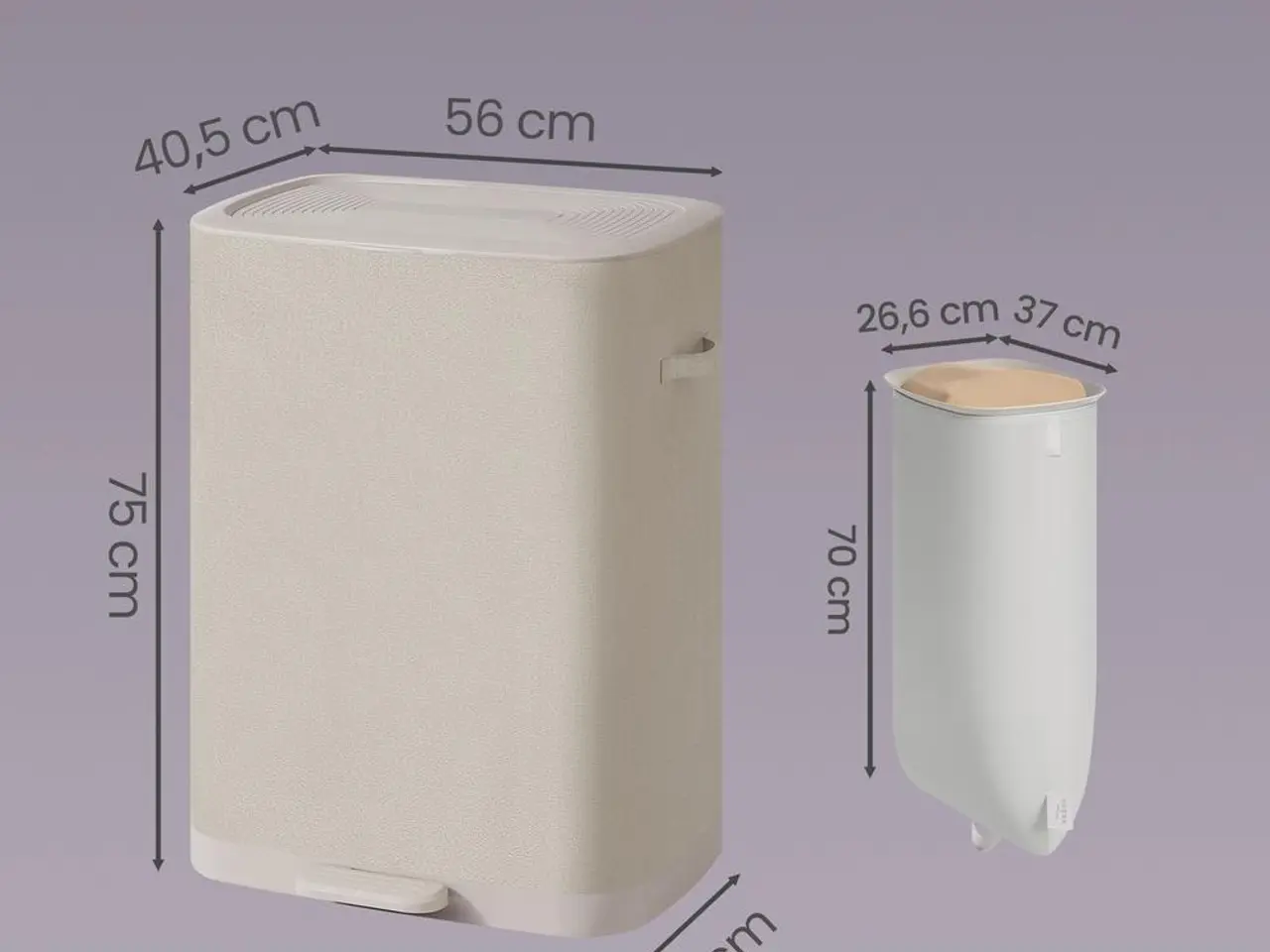 Billede 3 - Vasketøjskurv med låg og pedal, 160 l, 2 rum