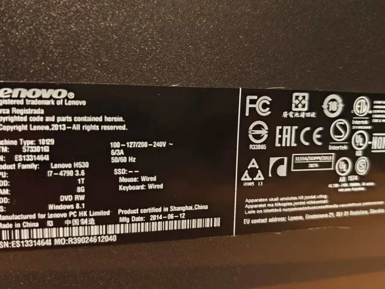 Billede 4 - Lenovo H530 i7 4790 stationær computer m/22" skærm