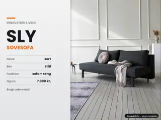 Innovation Sly sovesofa – sort med stålben
