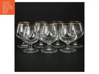 Sæt med 7 glas med guldkant (str. 7 styk, 9,5 cm)