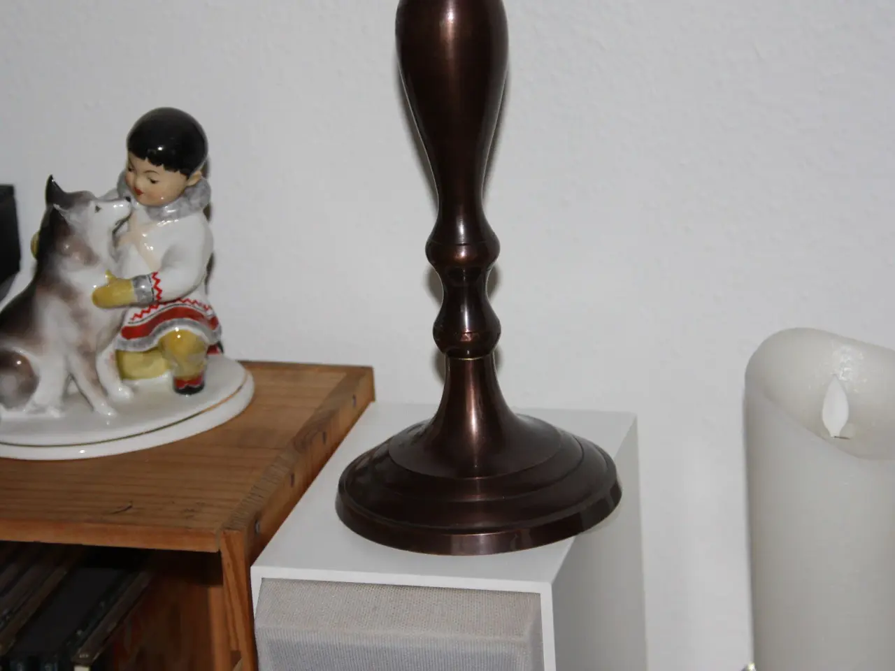 Billede 4 - Lysestage i metal og glas højde 47,5 cm