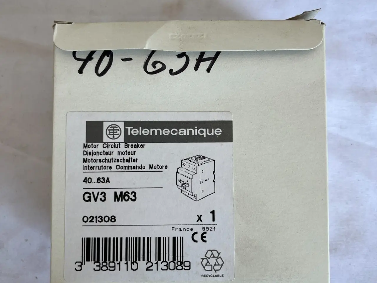 Billede 2 - Telemecanique GV3 M63 Motor automatsikring 40-63A
