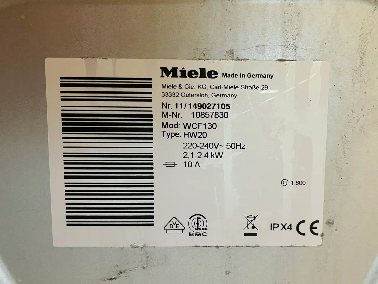 Billede 3 - Miele model WCF130 (W1) - Kun brugt i 2-3 år!