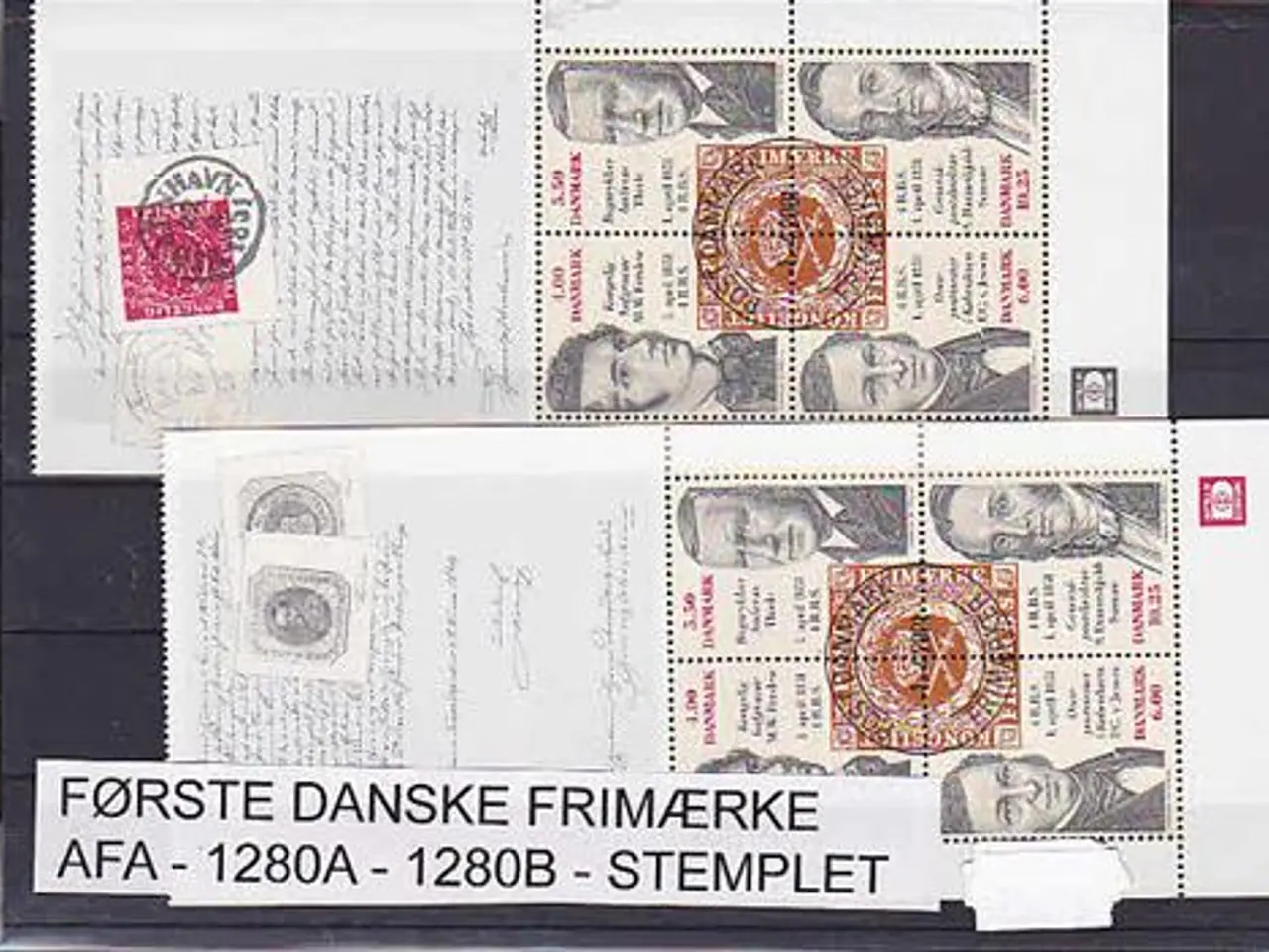 Billede 1 - Første Danske Frimærke AFA 1280A- 1280B Stemplet