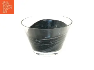 Glas vase med marmoreret mønster (str. Ø 19 cm)