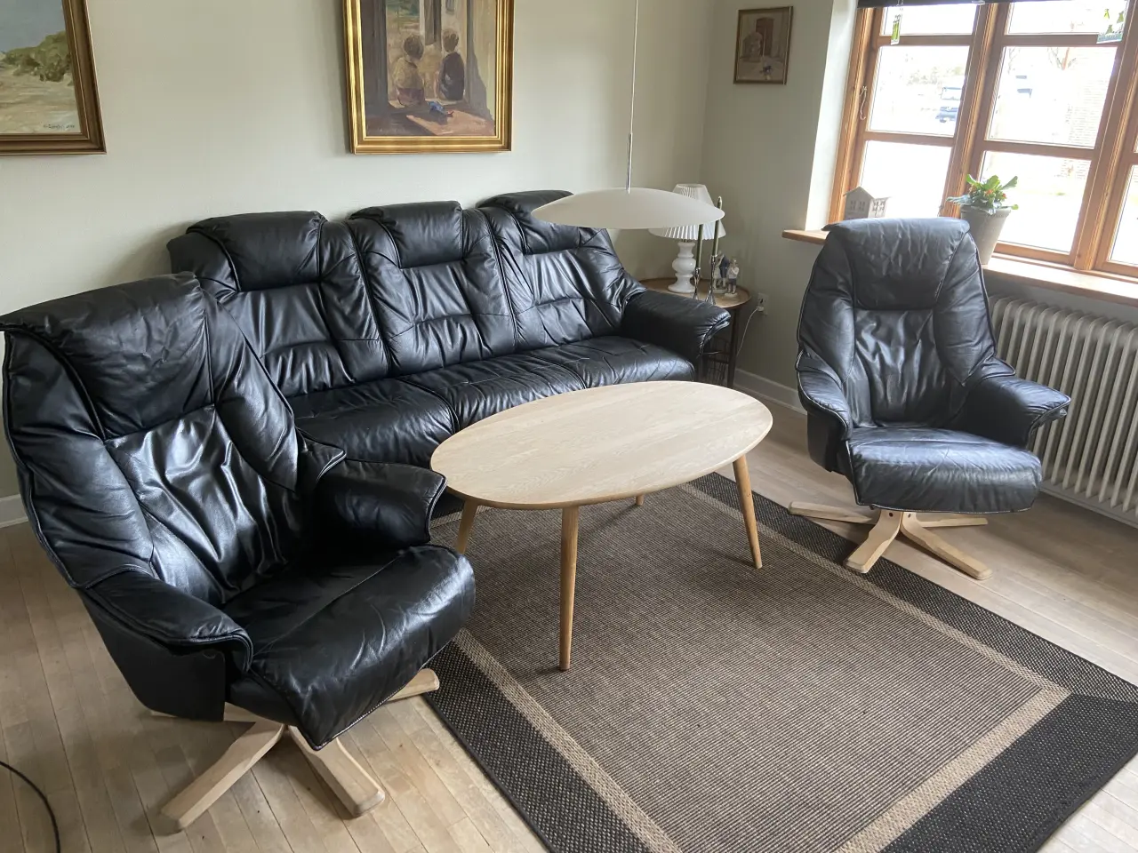Billede 1 - Læder stue sofa og stole Hjort Knudsen
