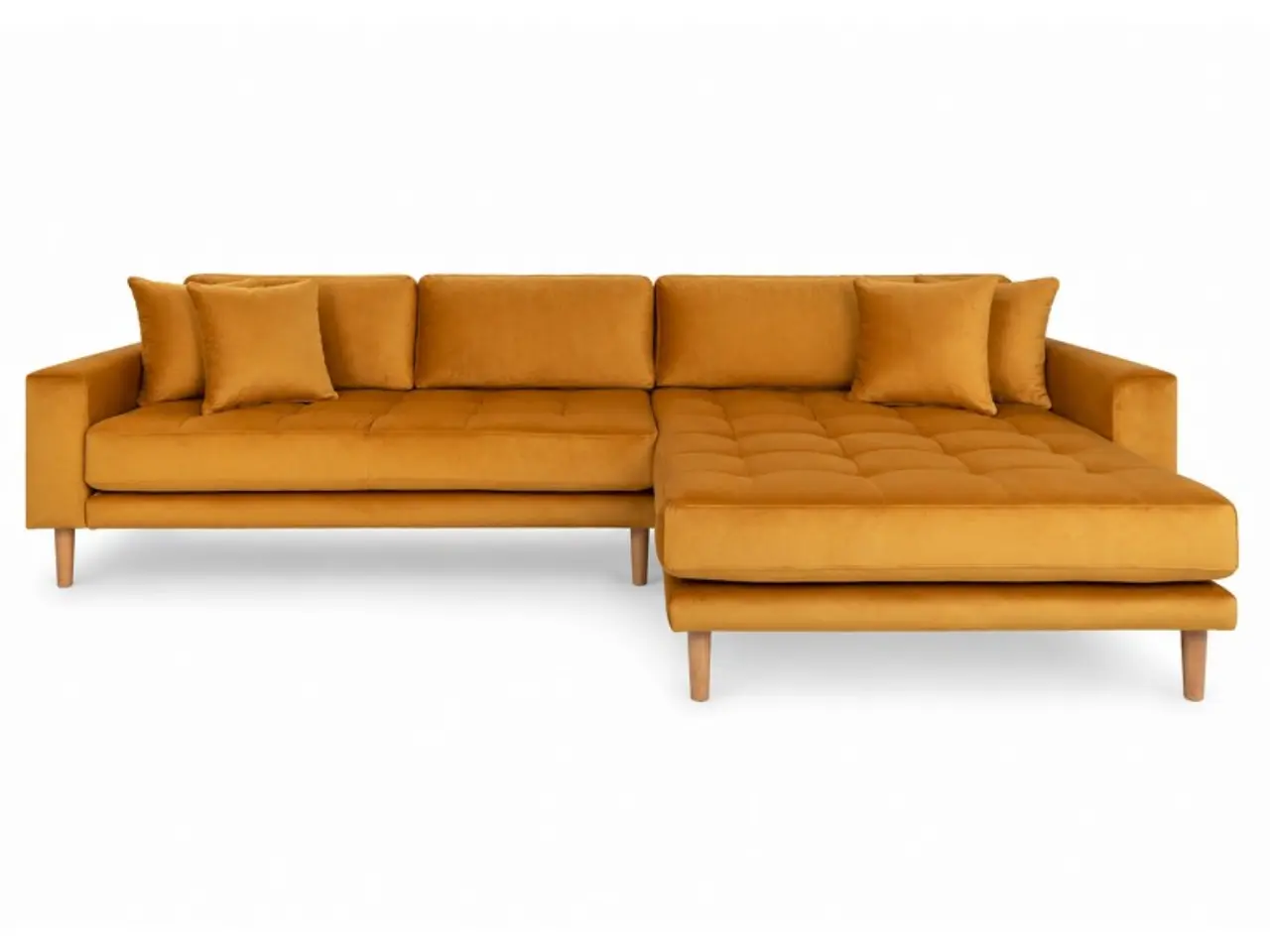 Billede 1 - Lido - Højrevendt Chaiselongsofa - Sennepsgul velour