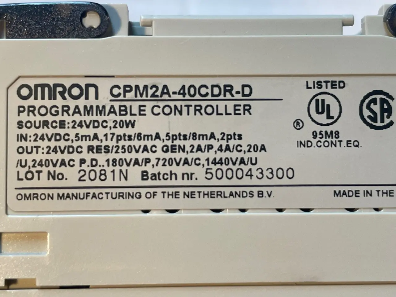 Billede 2 - Omron SYSMAC CPM2A-40CDR-D PLC-styring 24VDC 40 –