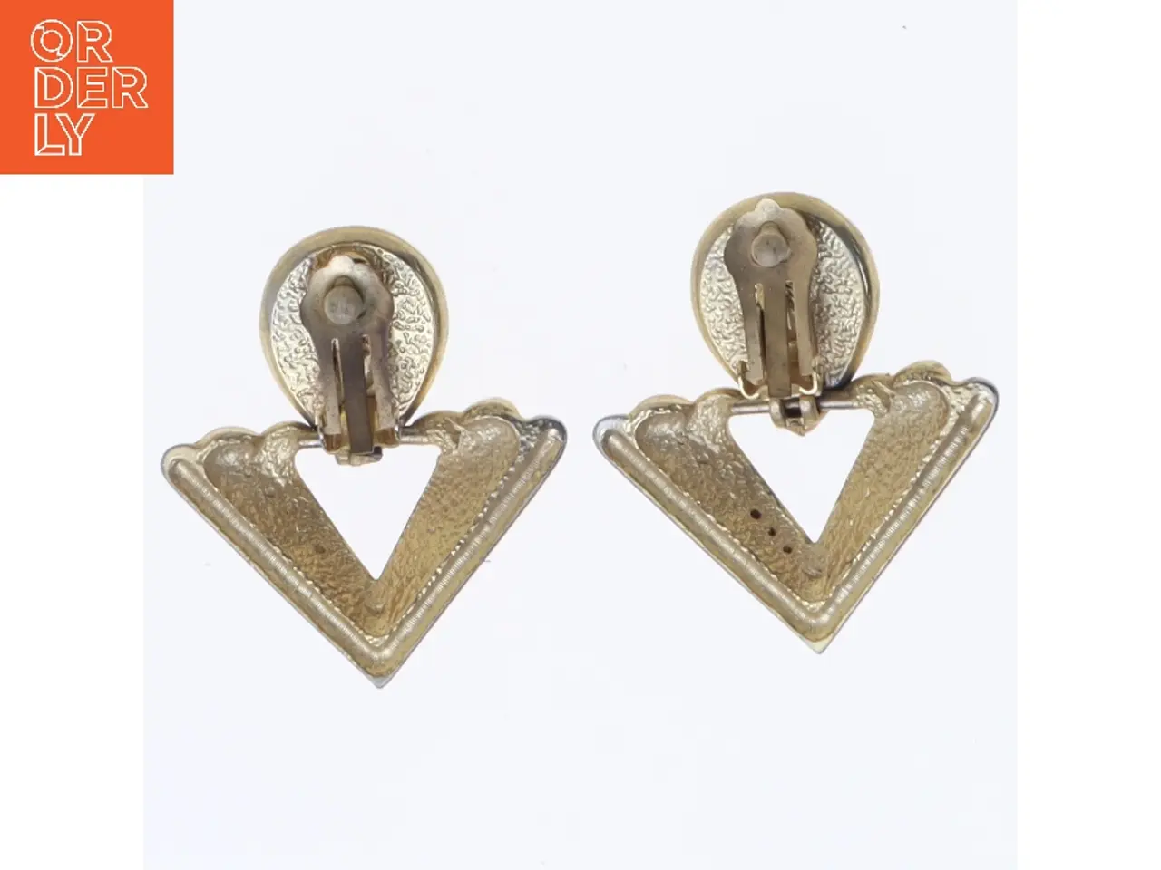 Billede 4 - Vintage clip-on øreringe med grøn sten (str. 5x4,5 cm)