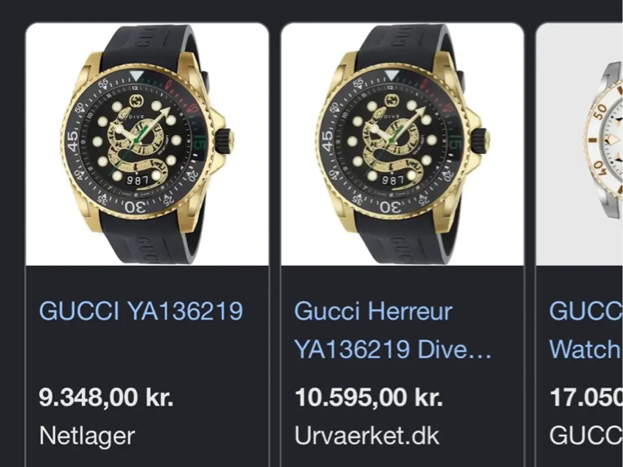 Billede 6 - Gucci dive i guld med sort gummi rem