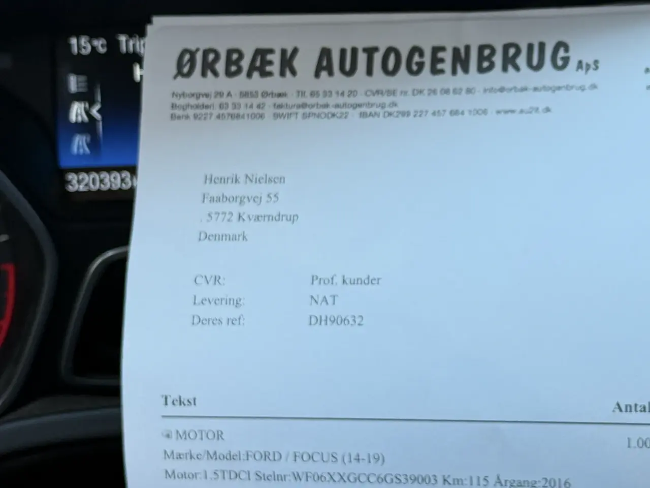 Billede 10 - Ford focus 1,5 tdci nysynet og med ny motor