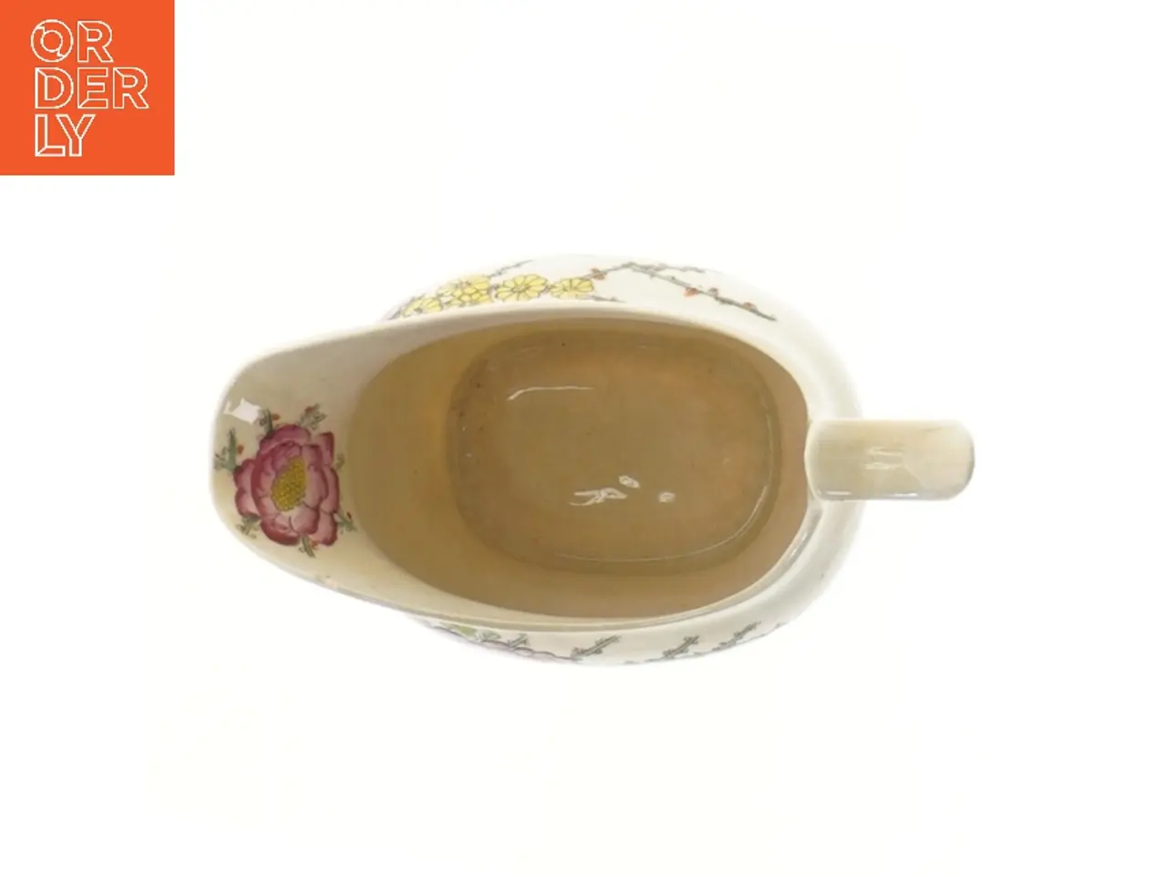 Billede 2 - Porcelænsflødekande med blomstermotiv (str. 14,5x10 cm)