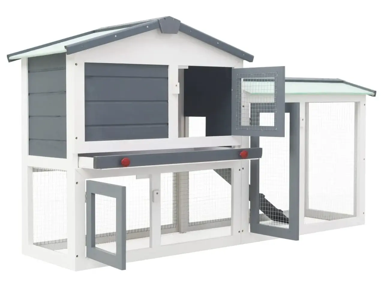 Billede 2 - Udendørsbur til små dyr 145 x 45 x 84 cm - grå/hvid