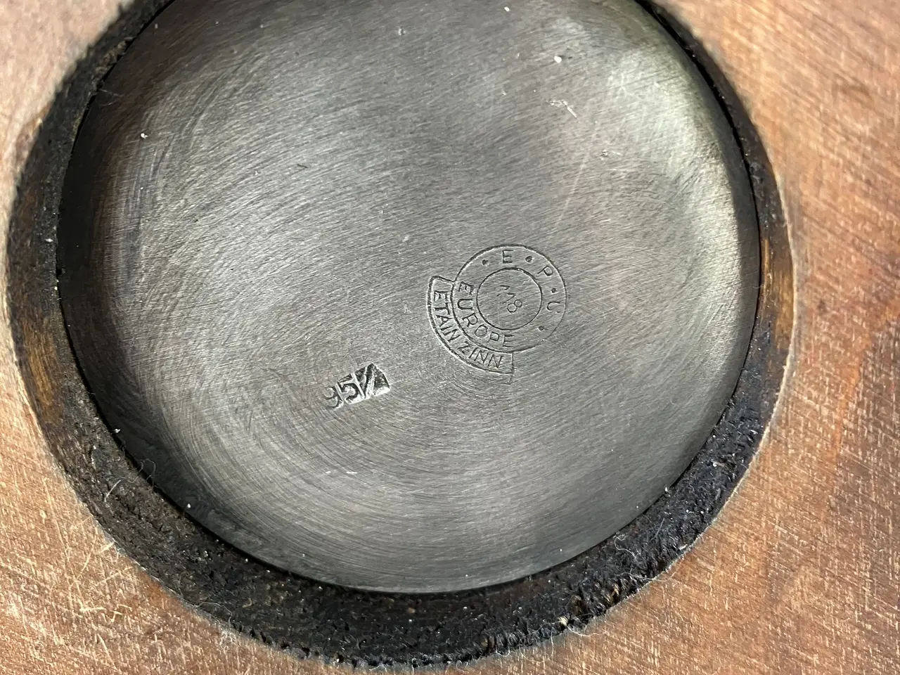 Billede 3 - Antik /vintage askebæger 95 %tin og træ.