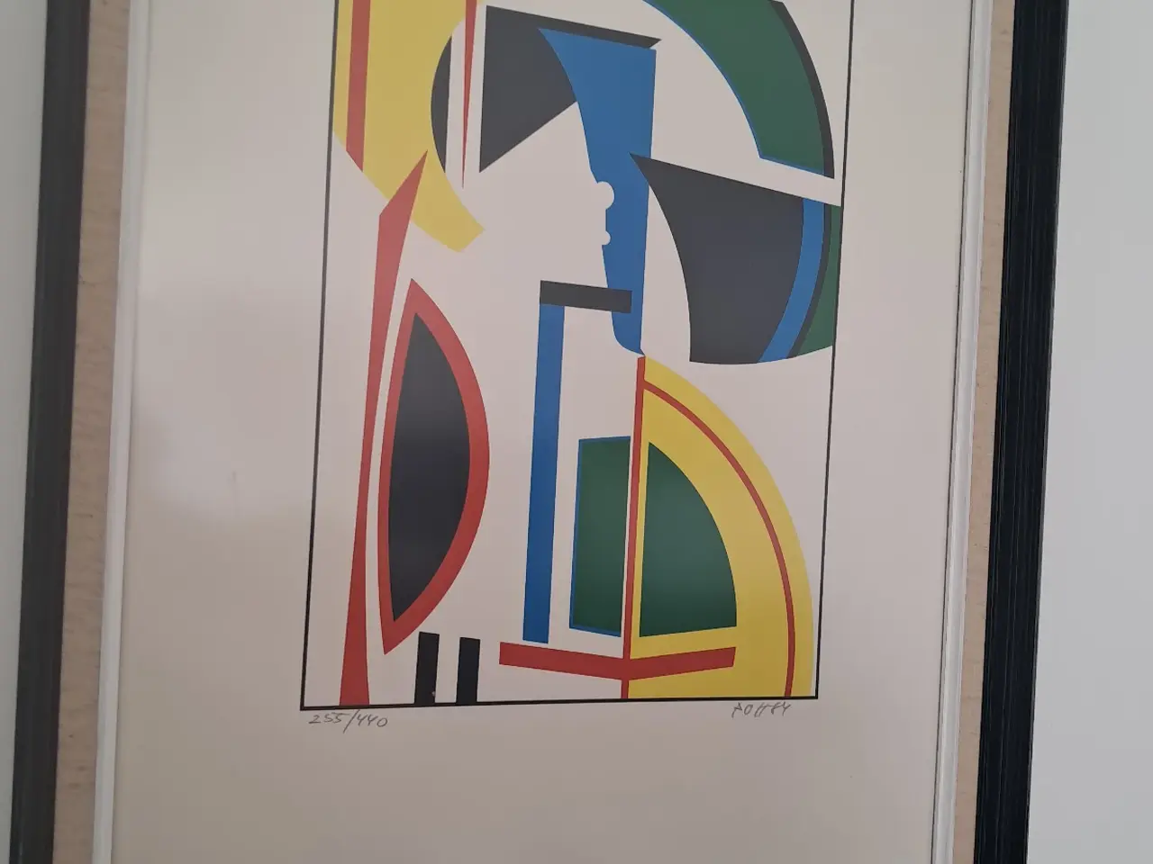 Billede 1 - Farverigt grafisk kunsttryk med sort ramme