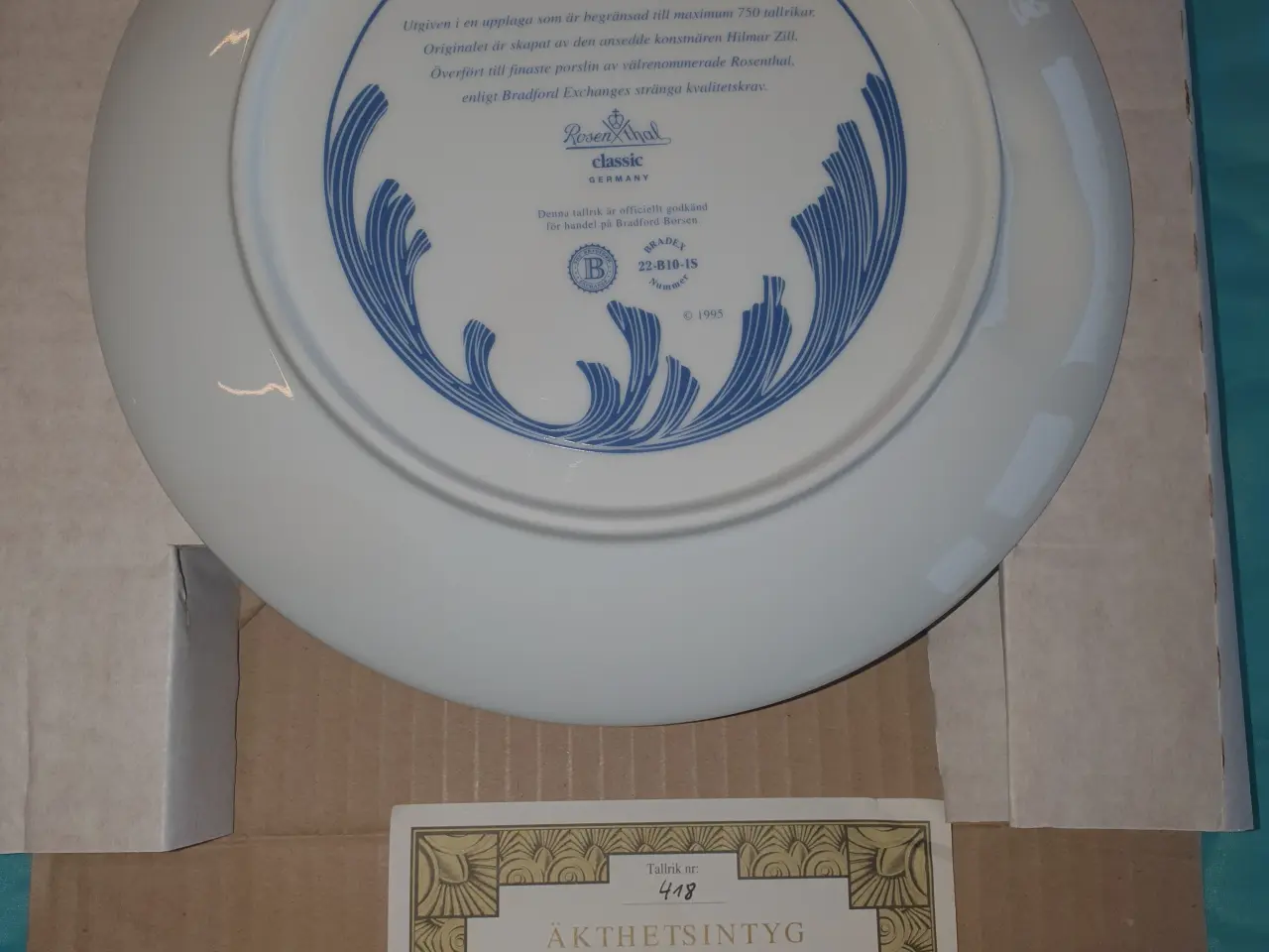 Billede 3 - Rosenthal jubilæumsgave 1995 tallerken nummer 418