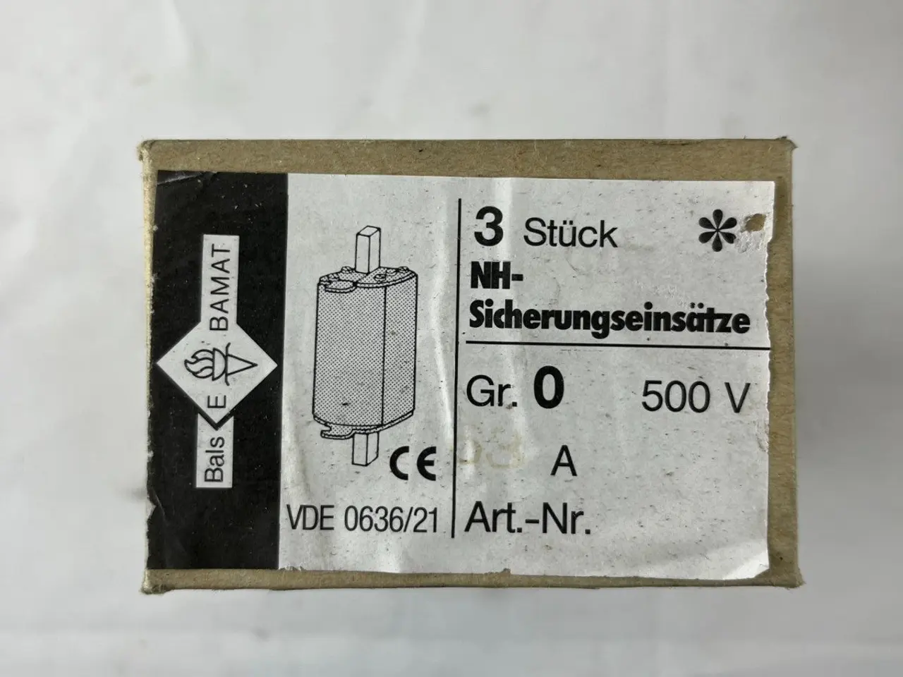 Billede 4 - 3x Bals E‑BAMAT NH0 Fuse Inserts 63A 500V gL IEC