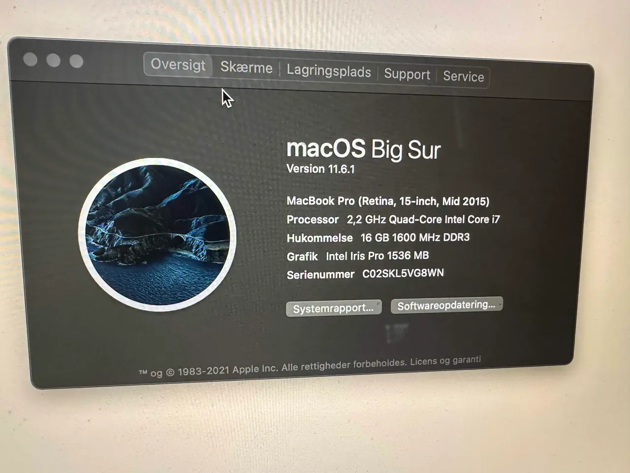 Billede 2 - MacBook Pro 11 4 Core i7 2.2 15 inch A1398 5/2015