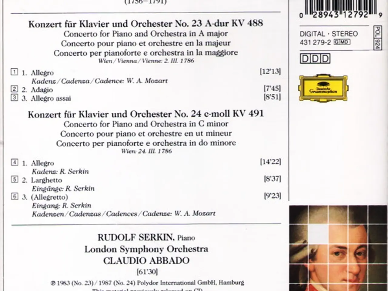 Billede 2 - W.A. Mozart* – Klavierkonzerte Nos. 23 & 24 – CD