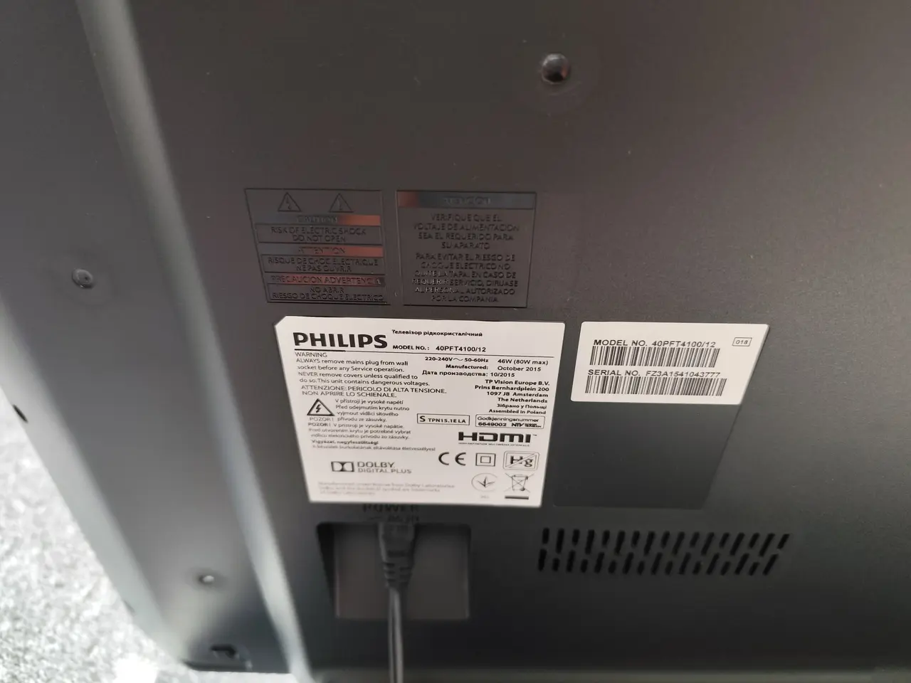 Billede 2 - Sort 43 tommer philips tv