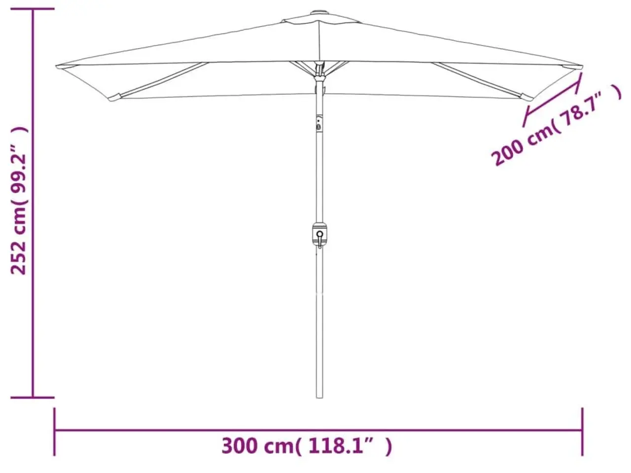 Billede 8 - Parasol med metalstang 300×200 cm - antracitgrå