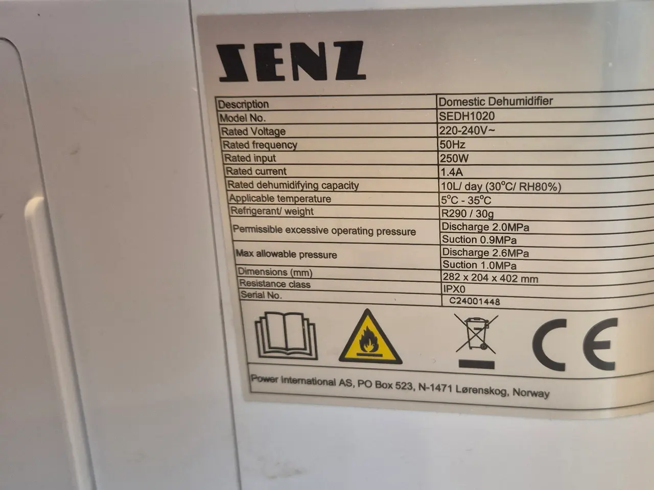 Billede 3 - Luftaffugter / Dehumidifier – SENZ 10L