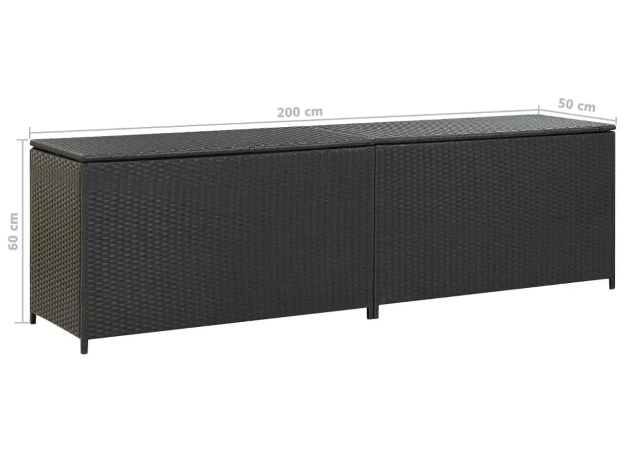Billede 9 - Opbevaringskasse til haven 200x50x60 polyrattan sort