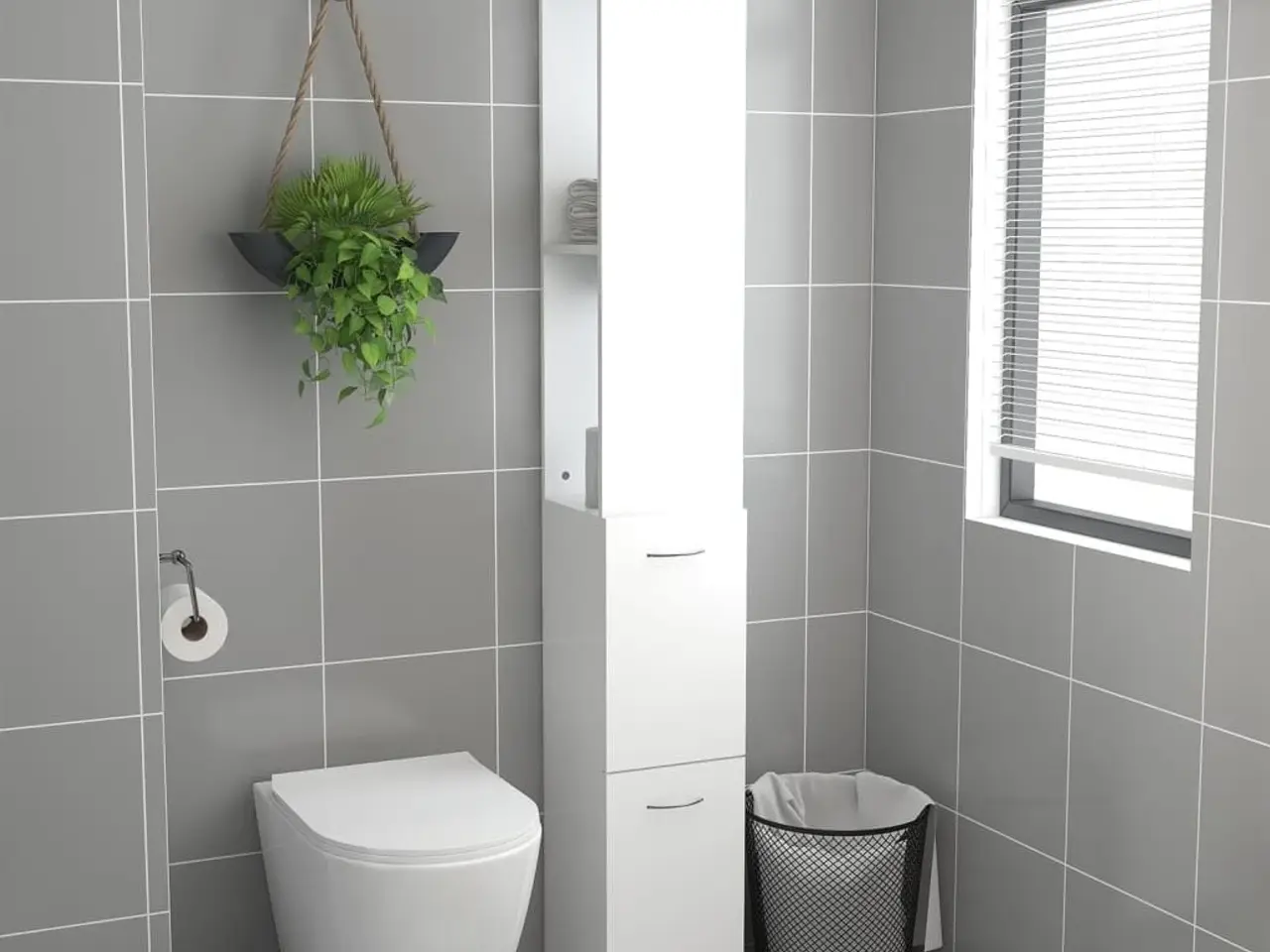Billede 3 - Badeværelsesskab 25x26,5x170 cm konstrueret træ hvid