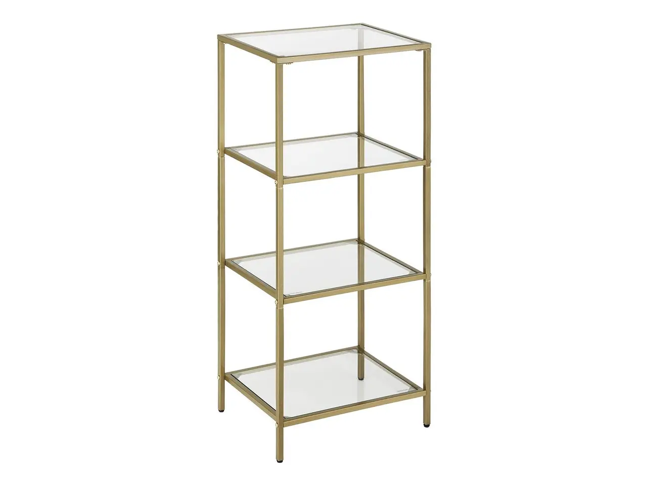 Billede 1 - Opbevaringsreol med hærdet glas, 4 hylder, 40 x 30 x 95 cm, guldfarvet stål
