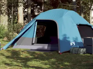4-personers campingtelt - vandafvisende kuppeltelt, blå