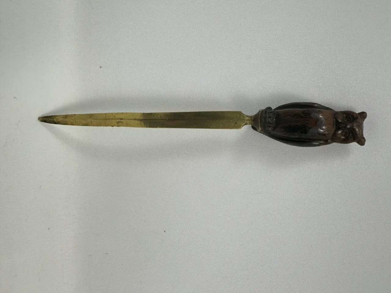 Billede 1 - Vintage brevåbner / brevkniv i messing m. ugle