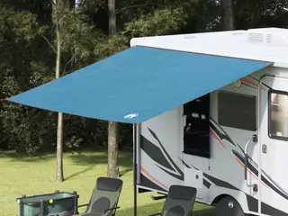 Vandafvisende tarp 240 × 300 cm - blå campingoverdækning