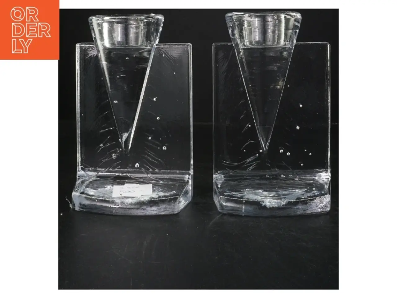Billede 1 - Lysestager i klart glas (str. 19 cm)