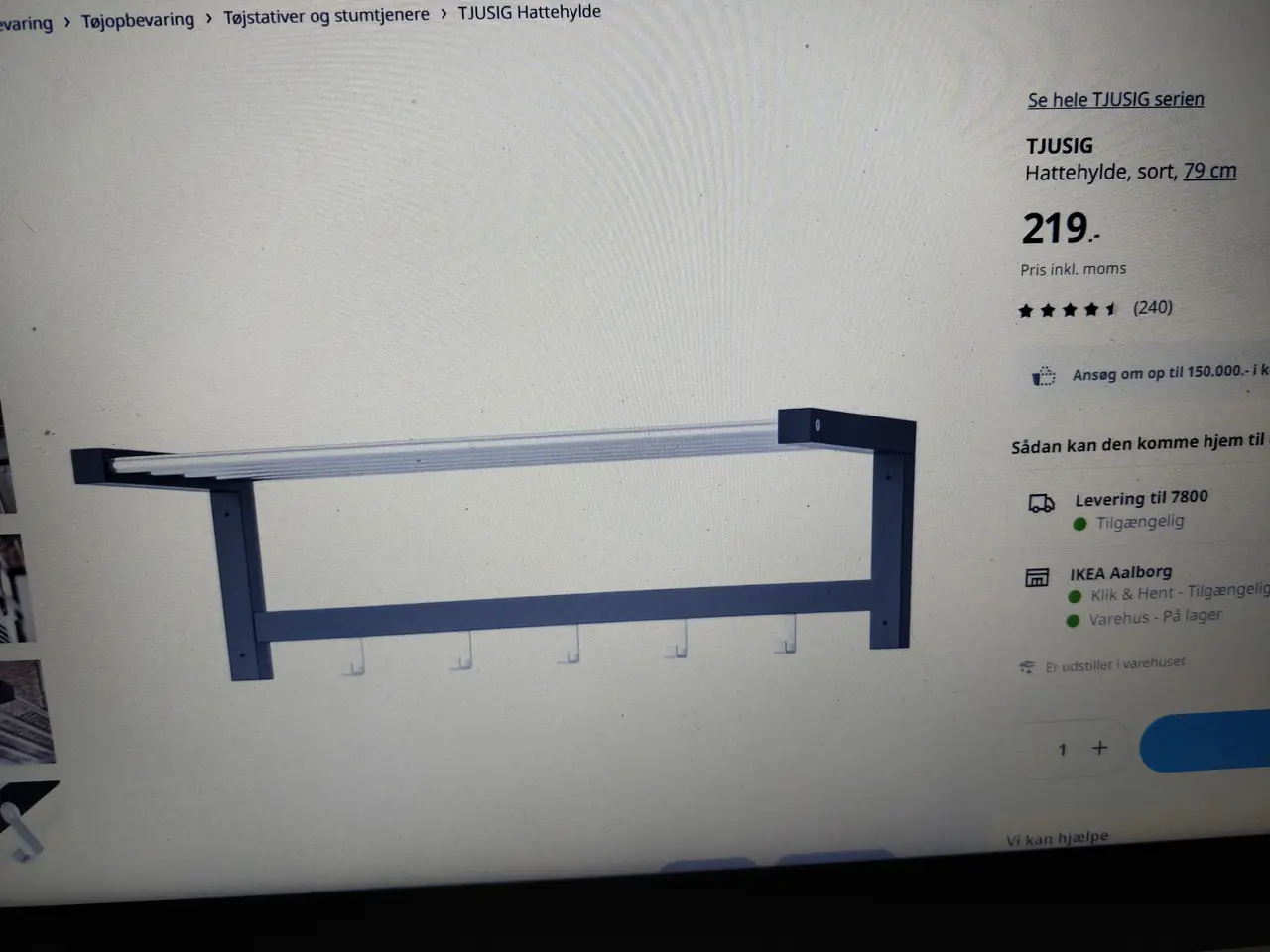Billede 4 - Hattehylde med knagerække